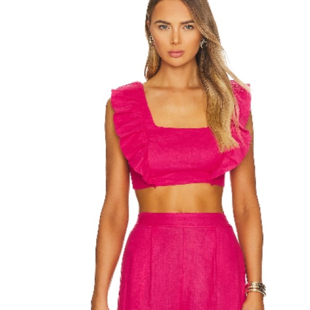 NWT Pink Ruffle Crop Top